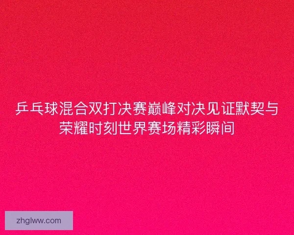 乒乓球混合双打决赛巅峰对决见证默契与荣耀时刻世界赛场精彩瞬间