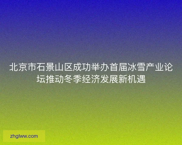 北京市石景山区成功举办首届冰雪产业论坛推动冬季经济发展新机遇 北京市石景山区成功举办首届冰雪产业论坛推动冬季经济发展新机遇