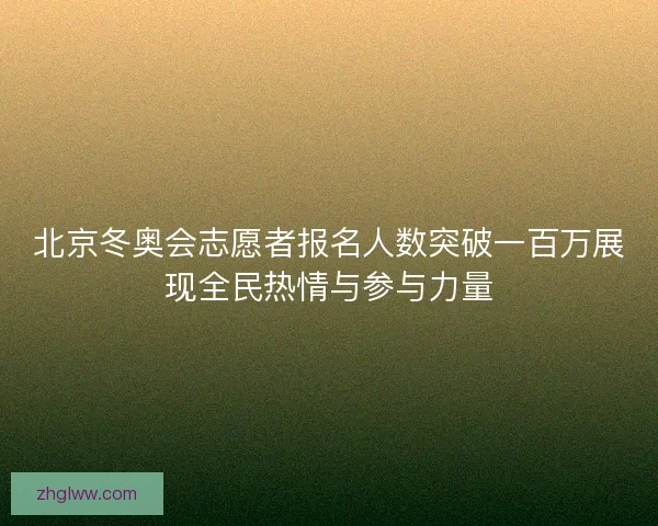 北京冬奥会志愿者报名人数突破一百万展现全民热情与参与力量