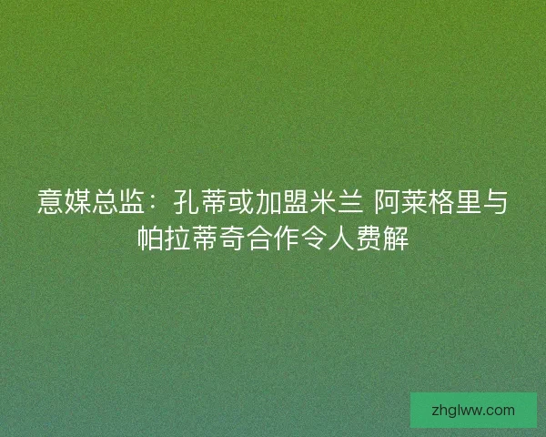 意媒总监：孔蒂或加盟米兰 阿莱格里与帕拉蒂奇合作令人费解